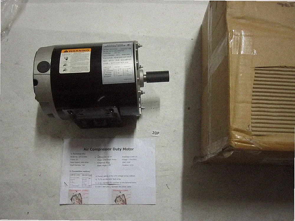 1/2 HP Air Compressor Electric Motor 56 Frame 3450 RPM 115-230V ODP DP121256L CC