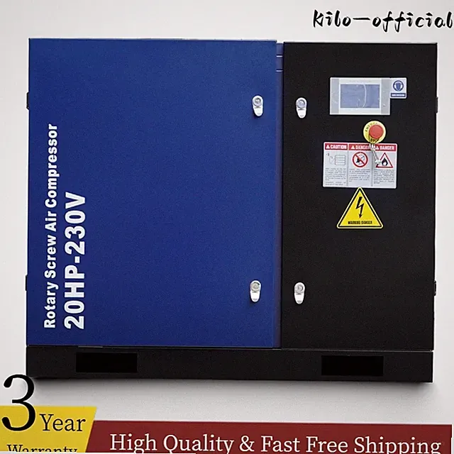 20HP Rotary Screw Air Compressor 3-Phase 74 CFM 125 PSI 230 V Industrial-Grade