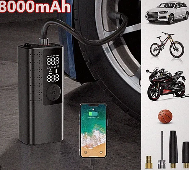 Air Compressor Tire Inflator Fits Car Moto Bike Tires Air Pump Cordless