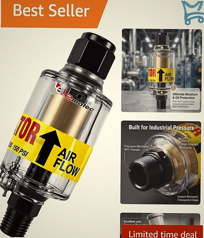 Air Dryer Compressor Inline Water Separator Oil for HVLP Spray Guns Plasma
