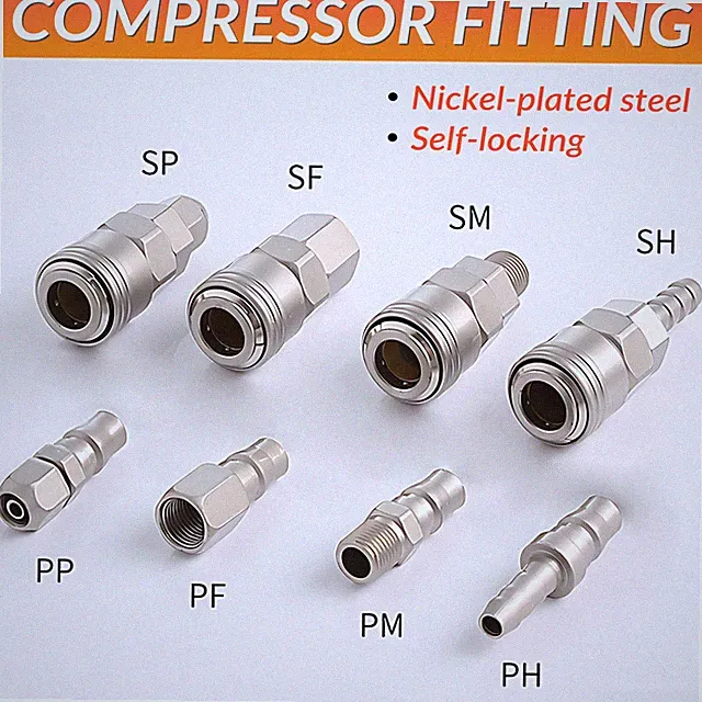 Air Line Hose Compressor Fitting Connector Coupler Set Quick Release Male Female