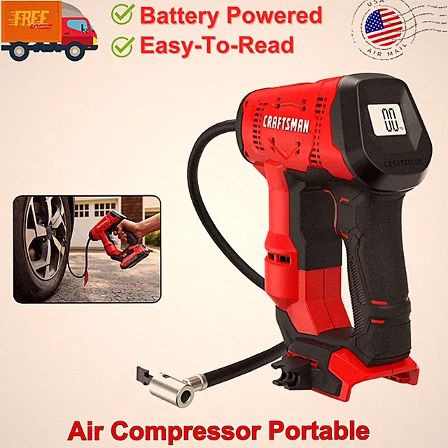 CRAFTSMAN V20 Air Compressor Portable, Cordless Tire Inflator, Up To 150 PSI