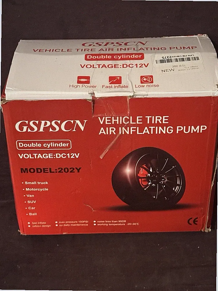 GSPSCN Silver Dual Cylinder 12V Air Compressor Pump for Car, Heavy Duty Portable